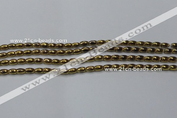 CHE803 15.5 inches 4*6mm rice plated hematite beads wholesale