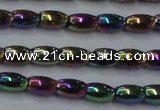 CHE804 15.5 inches 4*6mm rice plated hematite beads wholesale