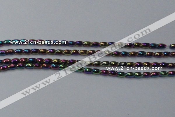 CHE804 15.5 inches 4*6mm rice plated hematite beads wholesale