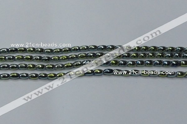 CHE806 15.5 inches 4*6mm rice plated hematite beads wholesale