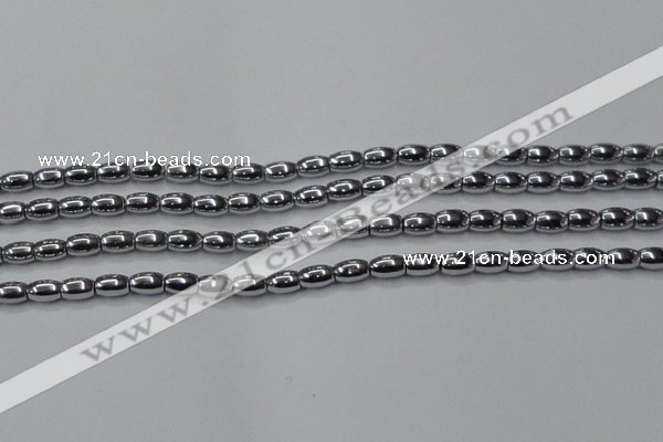 CHE809 15.5 inches 5*8mm rice plated hematite beads wholesale