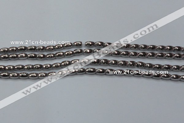 CHE810 15.5 inches 5*8mm rice plated hematite beads wholesale