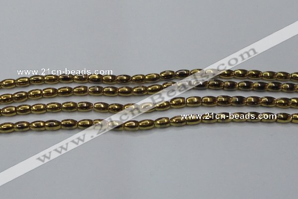 CHE811 15.5 inches 5*8mm rice plated hematite beads wholesale