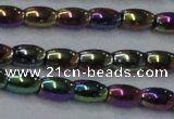 CHE812 15.5 inches 5*8mm rice plated hematite beads wholesale