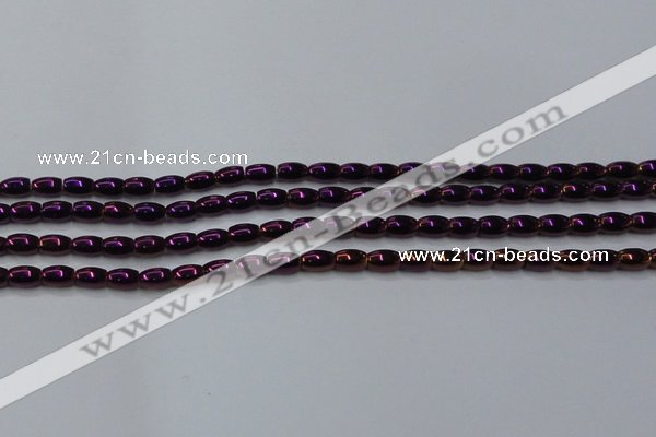 CHE813 15.5 inches 5*8mm rice plated hematite beads wholesale