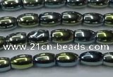 CHE814 15.5 inches 5*8mm rice plated hematite beads wholesale