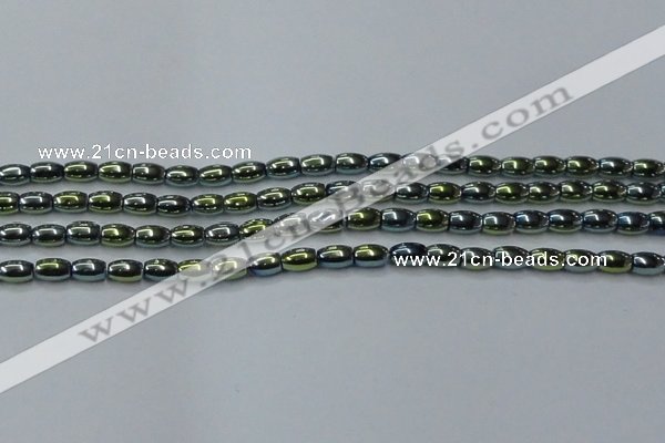 CHE814 15.5 inches 5*8mm rice plated hematite beads wholesale