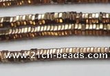 CHE826 15.5 inches 1*2mm hexagon plated hematite beads wholesale