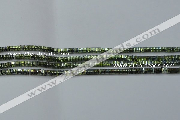 CHE828 15.5 inches 1*2mm hexagon plated hematite beads wholesale