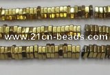 CHE835 15.5 inches 1*3mm hexagon plated hematite beads wholesale