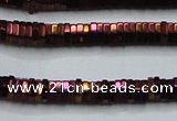 CHE837 15.5 inches 1*3mm hexagon plated hematite beads wholesale