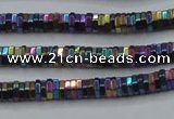 CHE838 15.5 inches 1*3mm hexagon plated hematite beads wholesale