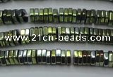 CHE844 15.5 inches 1*4mm hexagon plated hematite beads wholesale