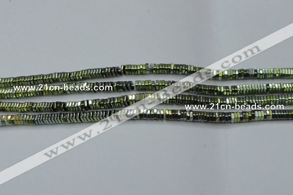 CHE844 15.5 inches 1*4mm hexagon plated hematite beads wholesale