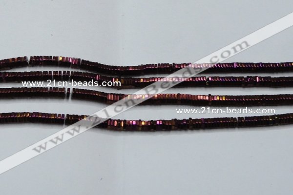 CHE845 15.5 inches 1*4mm hexagon plated hematite beads wholesale