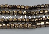 CHE854 15.5 inches 2*2mm dice platedhematite beads wholesale