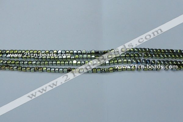 CHE855 15.5 inches 2*2mm dice platedhematite beads wholesale