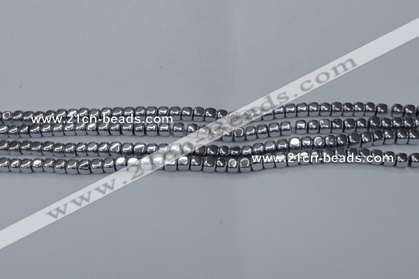 CHE866 15.5 inches 4*4mm dice platedhematite beads wholesale