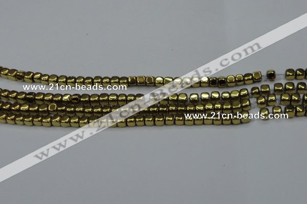 CHE868 15.5 inches 4*4mm dice platedhematite beads wholesale