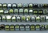 CHE869 15.5 inches 4*4mm dice platedhematite beads wholesale