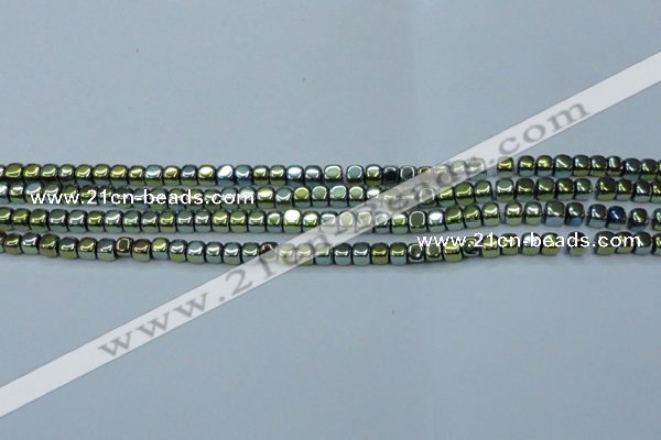 CHE869 15.5 inches 4*4mm dice platedhematite beads wholesale