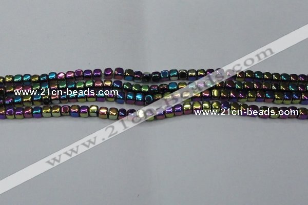 CHE871 15.5 inches 4*4mm dice platedhematite beads wholesale