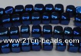 CHE872 15.5 inches 4*4mm dice platedhematite beads wholesale