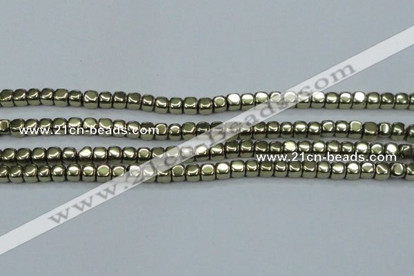 CHE875 15.5 inches 2*2mm dice plated hematite beads wholesale