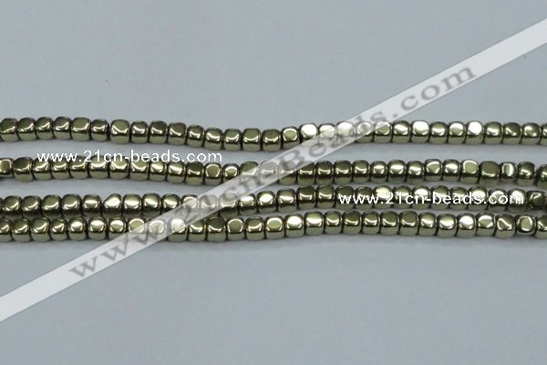 CHE876 15.5 inches 3*3mm dice plated hematite beads wholesale