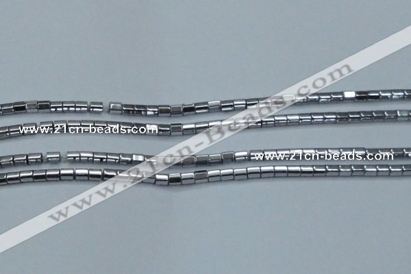 CHE886 15.5 inches 2*2mm faceted tube plated hematite beads wholesale