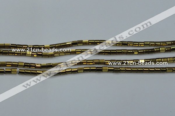 CHE889 15.5 inches 2*2mm faceted tube plated hematite beads wholesale