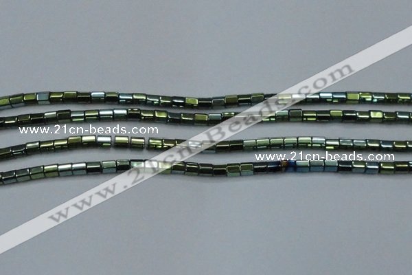 CHE890 15.5 inches 2*2mm faceted tube plated hematite beads wholesale