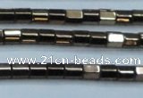 CHE897 15.5 inches 3*3mm faceted tube plated hematite beads wholesale