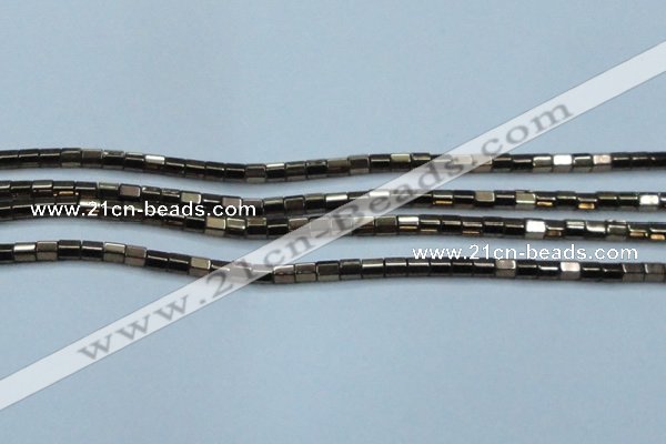 CHE897 15.5 inches 3*3mm faceted tube plated hematite beads wholesale