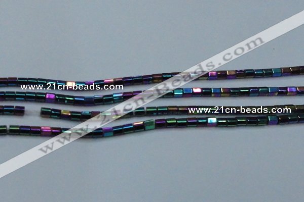 CHE901 15.5 inches 3*3mm faceted tube plated hematite beads wholesale