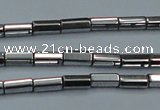 CHE905 15.5 inches 2*4mm faceted tube plated hematite beads wholesale