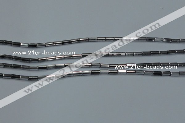 CHE905 15.5 inches 2*4mm faceted tube plated hematite beads wholesale