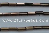 CHE906 15.5 inches 2*4mm faceted tube plated hematite beads wholesale