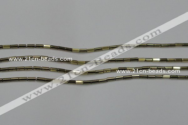 CHE907 15.5 inches 2*4mm faceted tube plated hematite beads wholesale