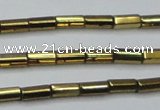 CHE908 15.5 inches 2*4mm faceted tube plated hematite beads wholesale