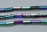 CHE910 15.5 inches 2*4mm faceted tube plated hematite beads wholesale