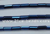 CHE911 15.5 inches 2*4mm faceted tube plated hematite beads wholesale