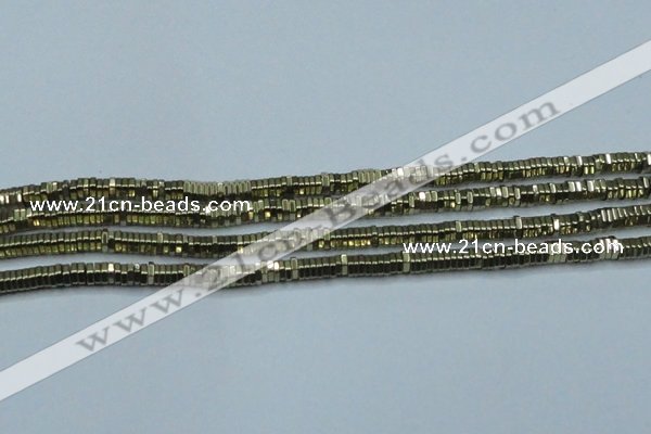 CHE913 15.5 inches 1*2mm hexagon plated hematite beads wholesale