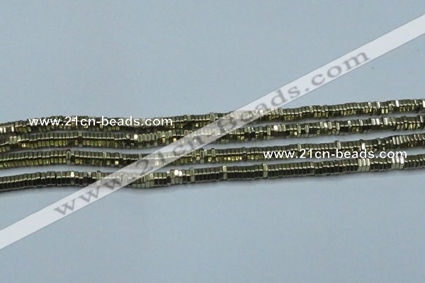 CHE914 15.5 inches 1*3mm hexagon plated hematite beads wholesale