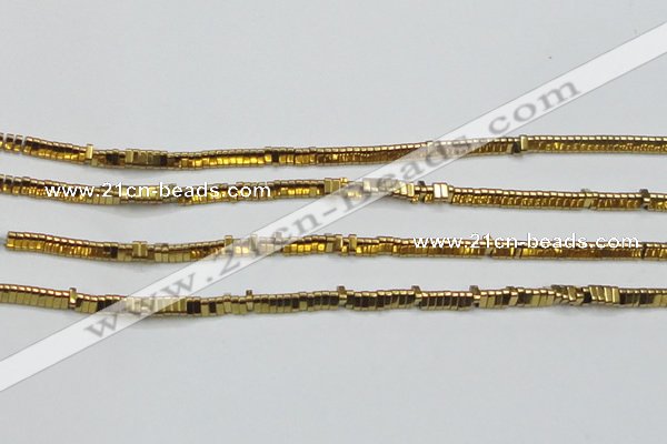 CHE921 15.5 inches 1*3mm triangle plated hematite beads wholesale