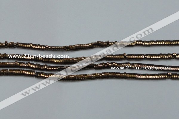 CHE929 15.5 inches 1*2*3mm oval plated hematite beads wholesale