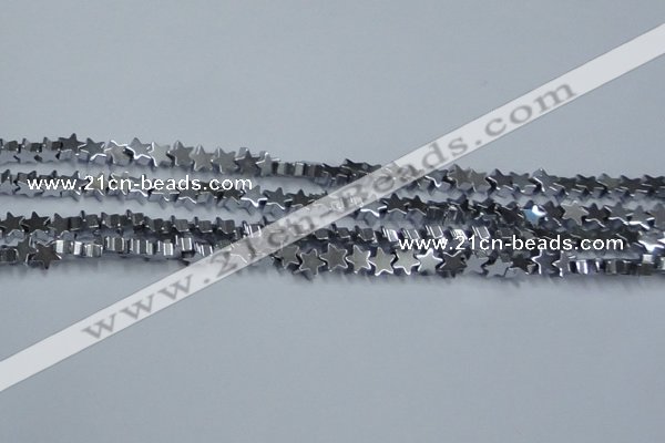 CHE936 15.5 inches 4mm star plated hematite beads wholesale