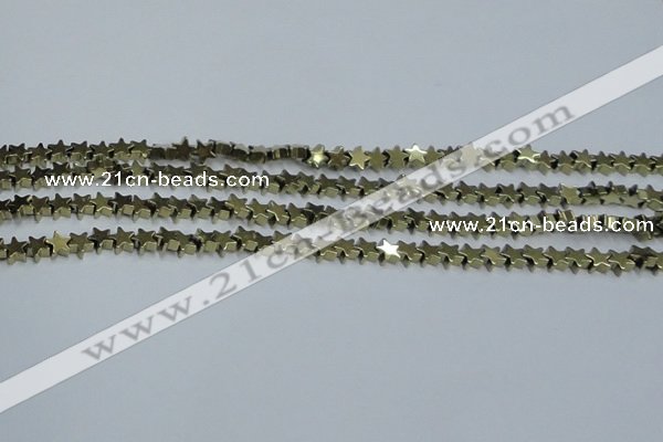 CHE937 15.5 inches 4mm star plated hematite beads wholesale