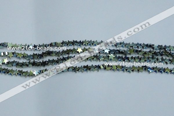 CHE941 15.5 inches 4mm star plated hematite beads wholesale