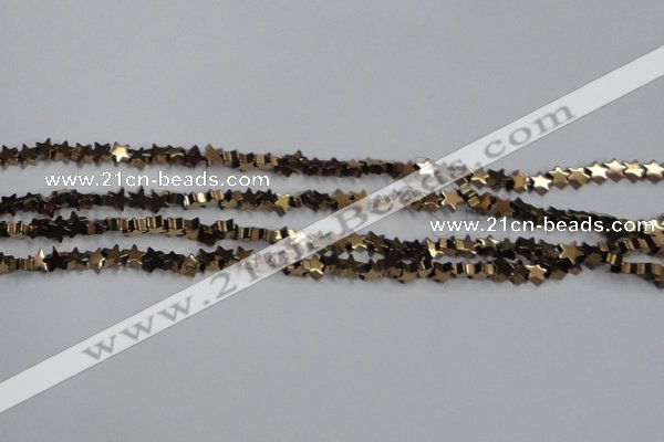 CHE948 15.5 inches 6mm star plated hematite beads wholesale